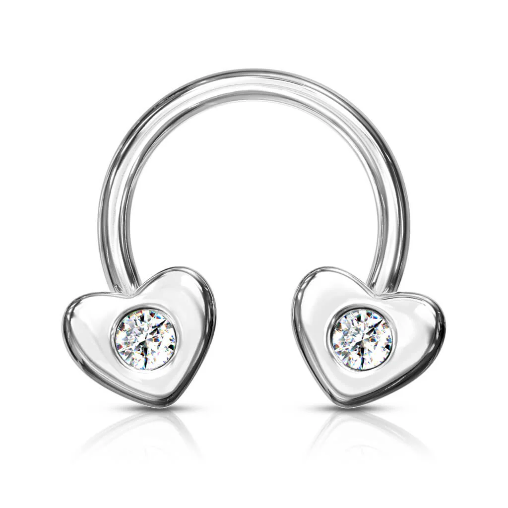 Hufeisen Piercing Herz Zirkonia Gold - Image 2