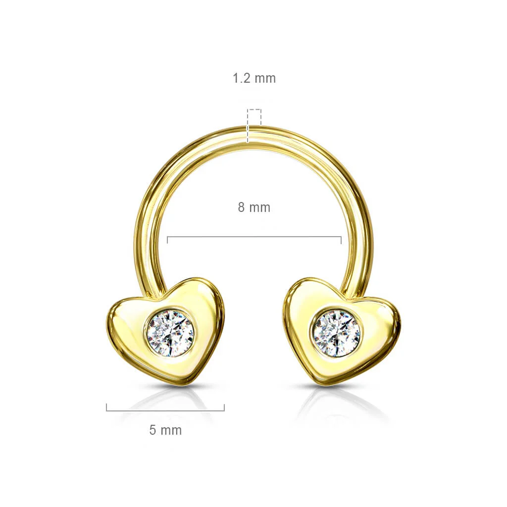 Hufeisen Piercing Herz Zirkonia Gold - Image 3