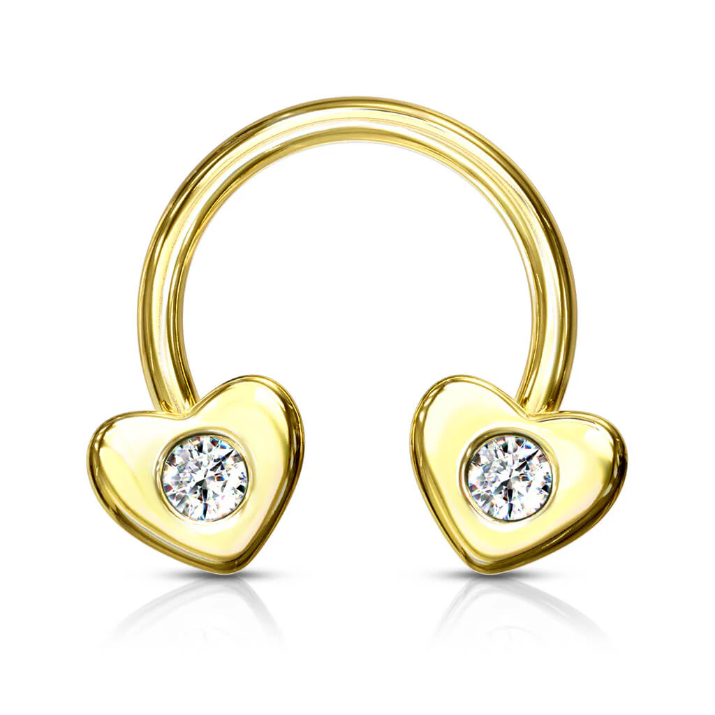 Hufeisen Piercing Herz Zirkonia Gold - Image 4