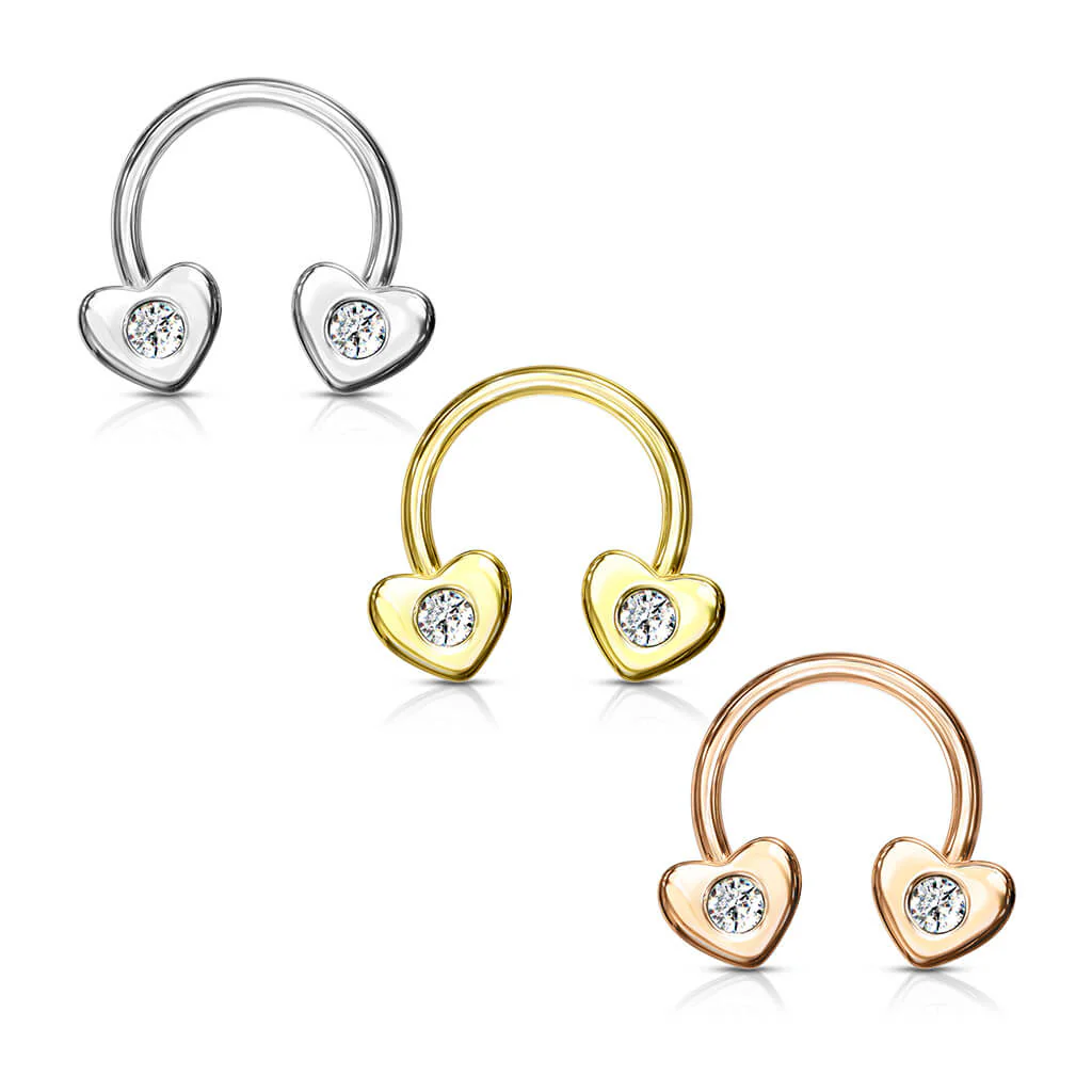 Hufeisen Piercing Herz Zirkonia Gold - Image 5