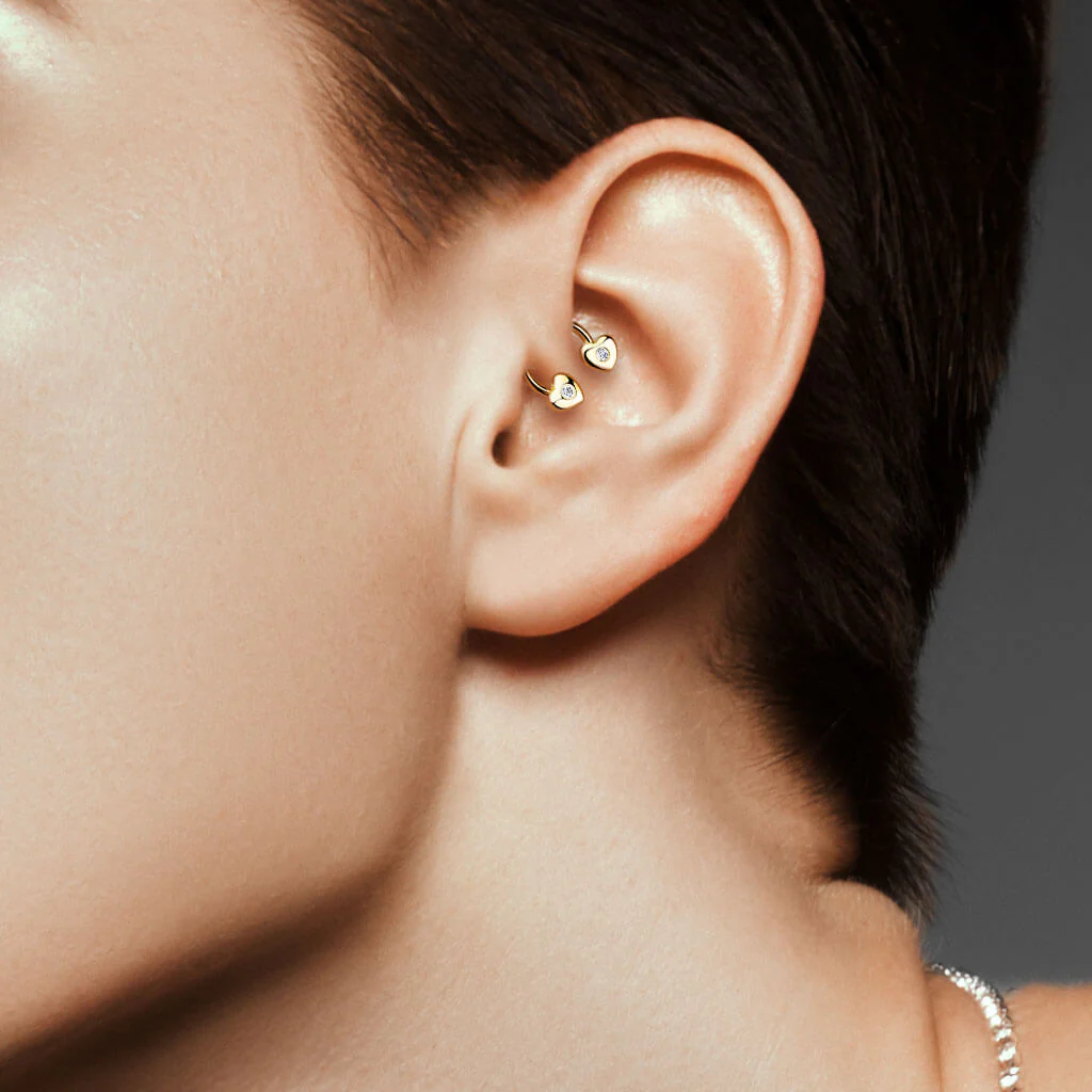 Hufeisen Piercing Herz Zirkonia Gold - Image 6