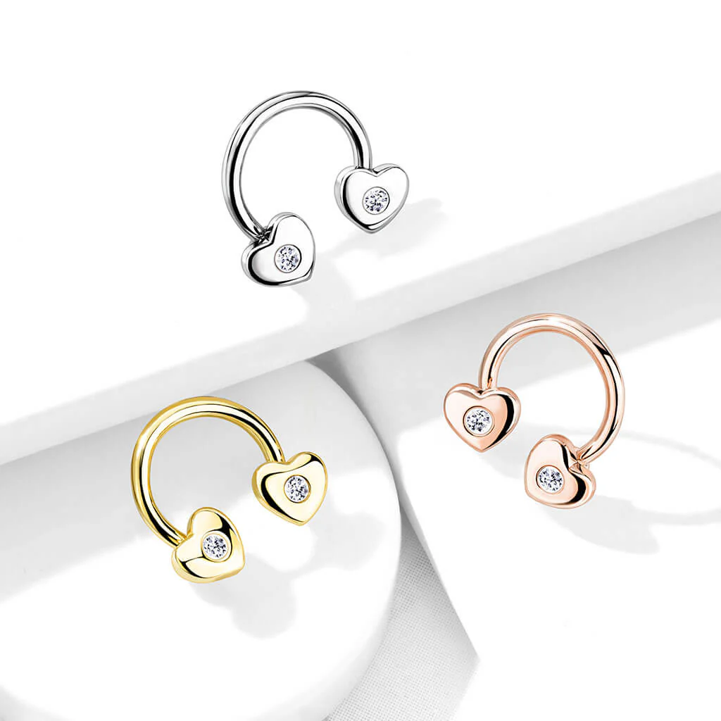 Hufeisen Piercing Herz Zirkonia Gold - Image 7