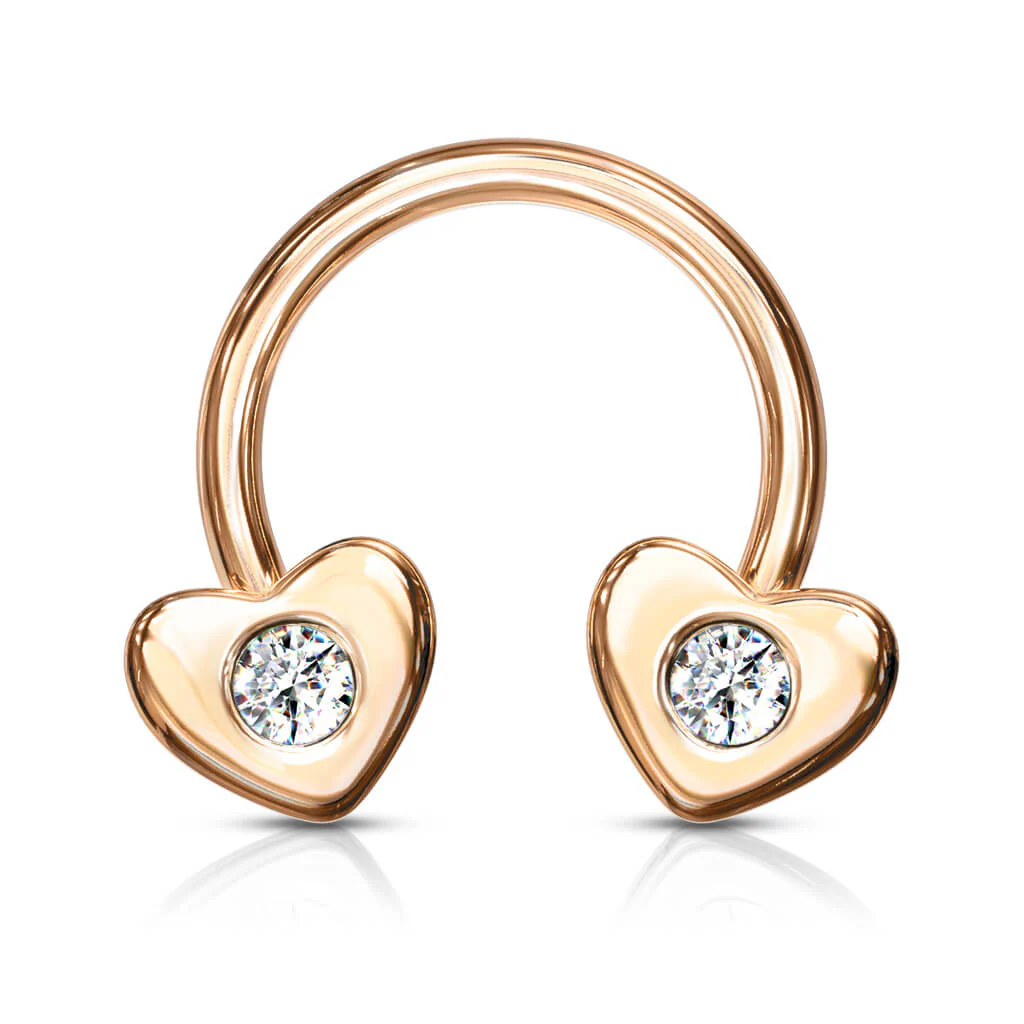Hufeisen Piercing Herz Zirkonia Gold - Image 8