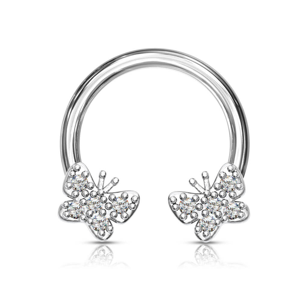 Hufeisen Piercing Schmetterlinge Zirkonia Silber - Image 2