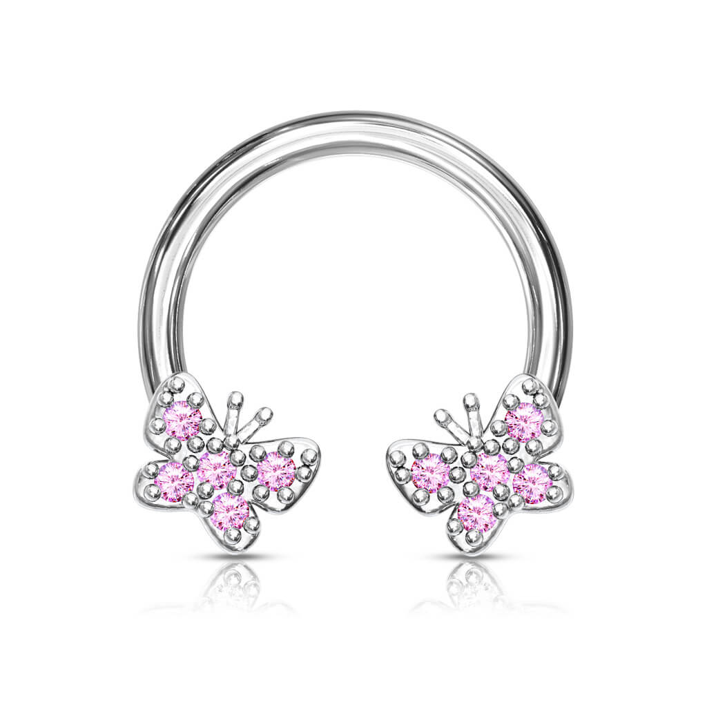 Hufeisen Piercing Schmetterlinge Zirkonia Silber - Image 3