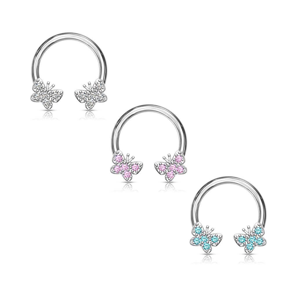 Hufeisen Piercing Schmetterlinge Zirkonia Silber - Image 4
