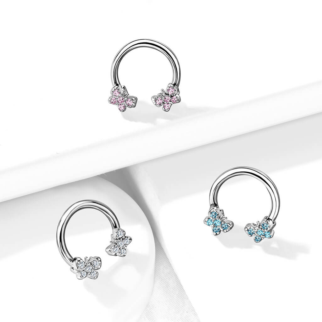 Hufeisen Piercing Schmetterlinge Zirkonia Silber - Image 6