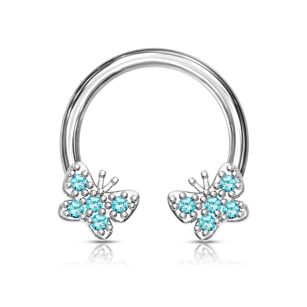 Hufeisen Piercing Schmetterlinge Zirkonia Silber - Image 7