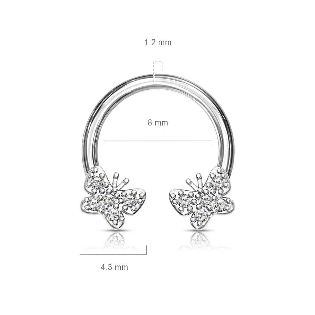 Hufeisen Piercing Schmetterlinge Zirkonia Silber - Image 8