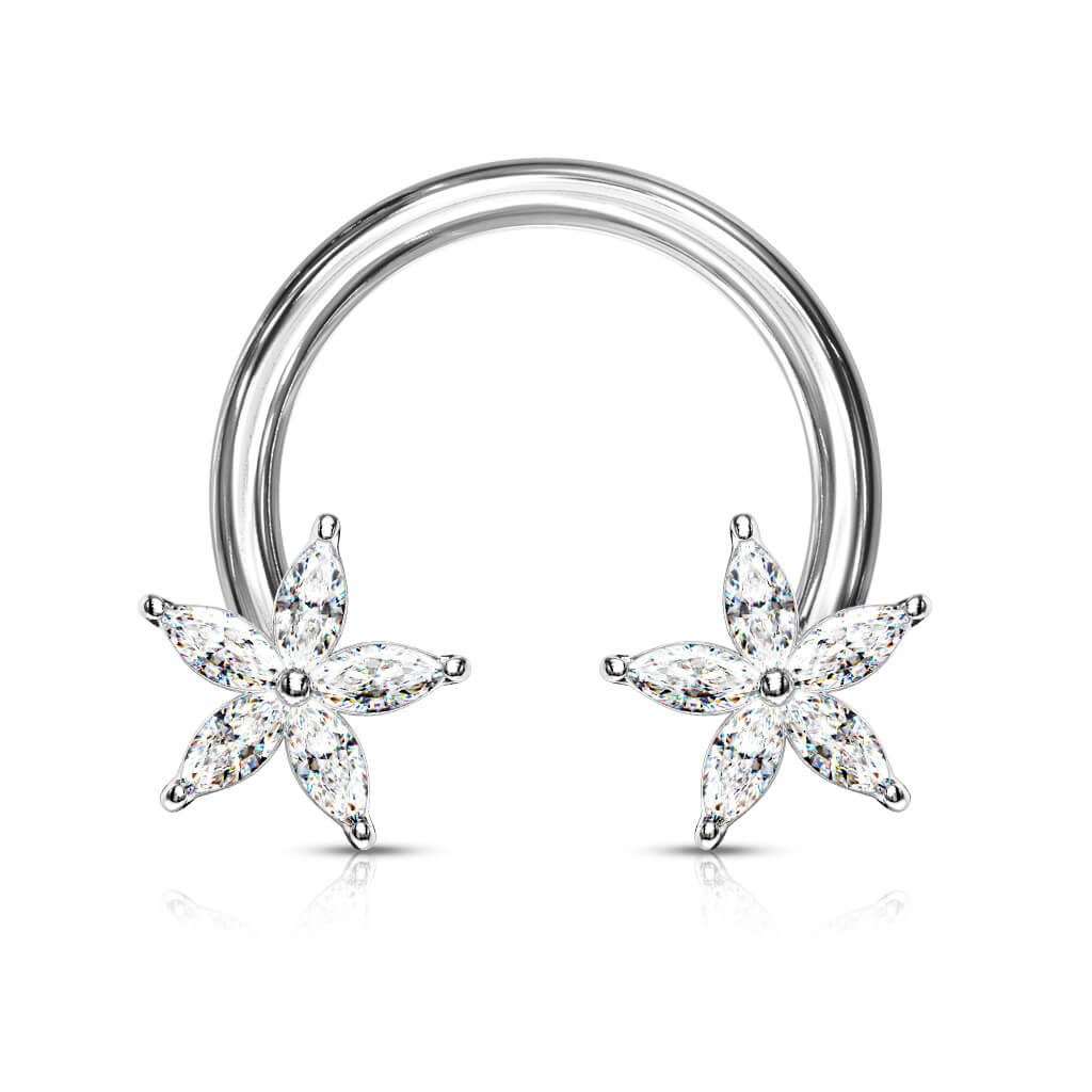 Hufeisen Piercing Blume Zirkonia - Image 2