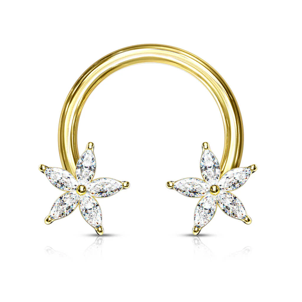 Hufeisen Piercing Blume Zirkonia - Image 3