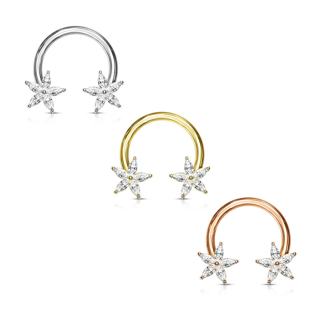 Hufeisen Piercing Blume Zirkonia - Image 4