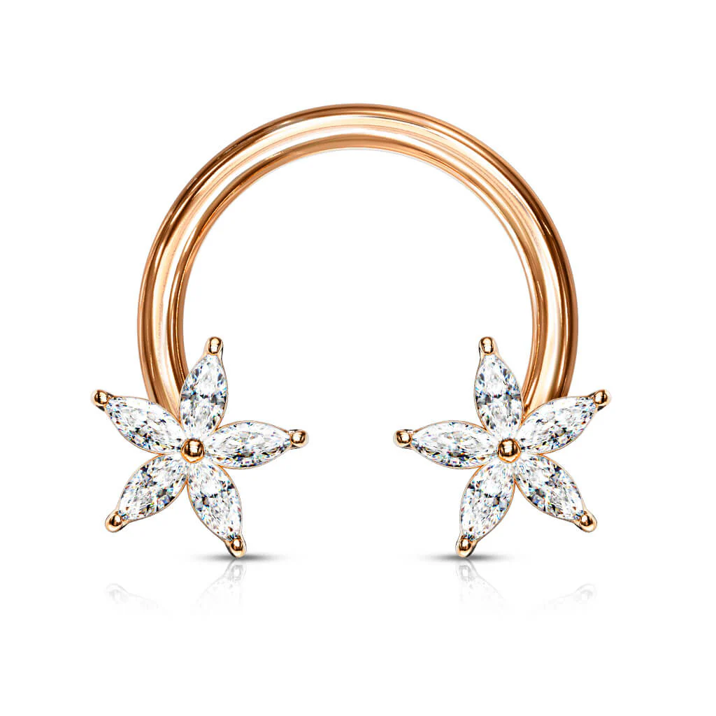 Hufeisen Piercing Blume Zirkonia - Image 7
