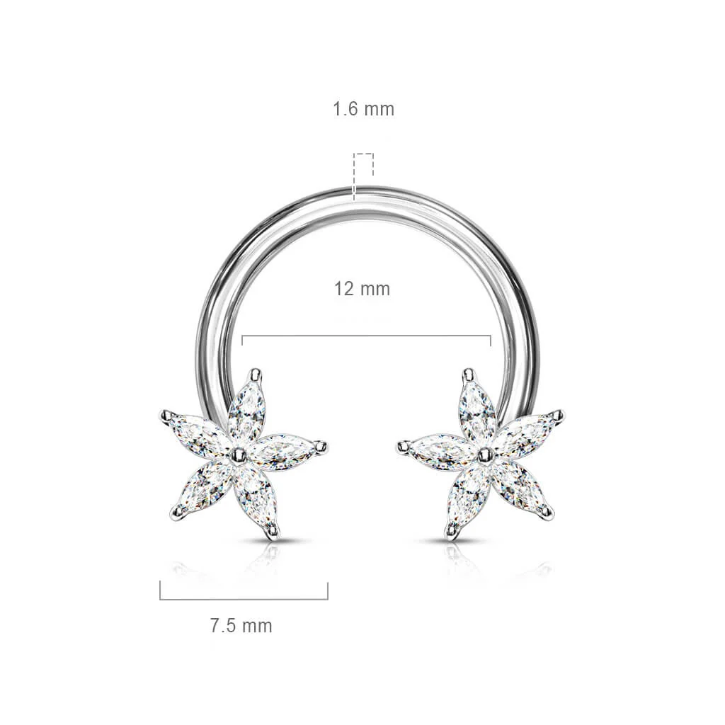 Hufeisen Piercing Blume Zirkonia - Image 8