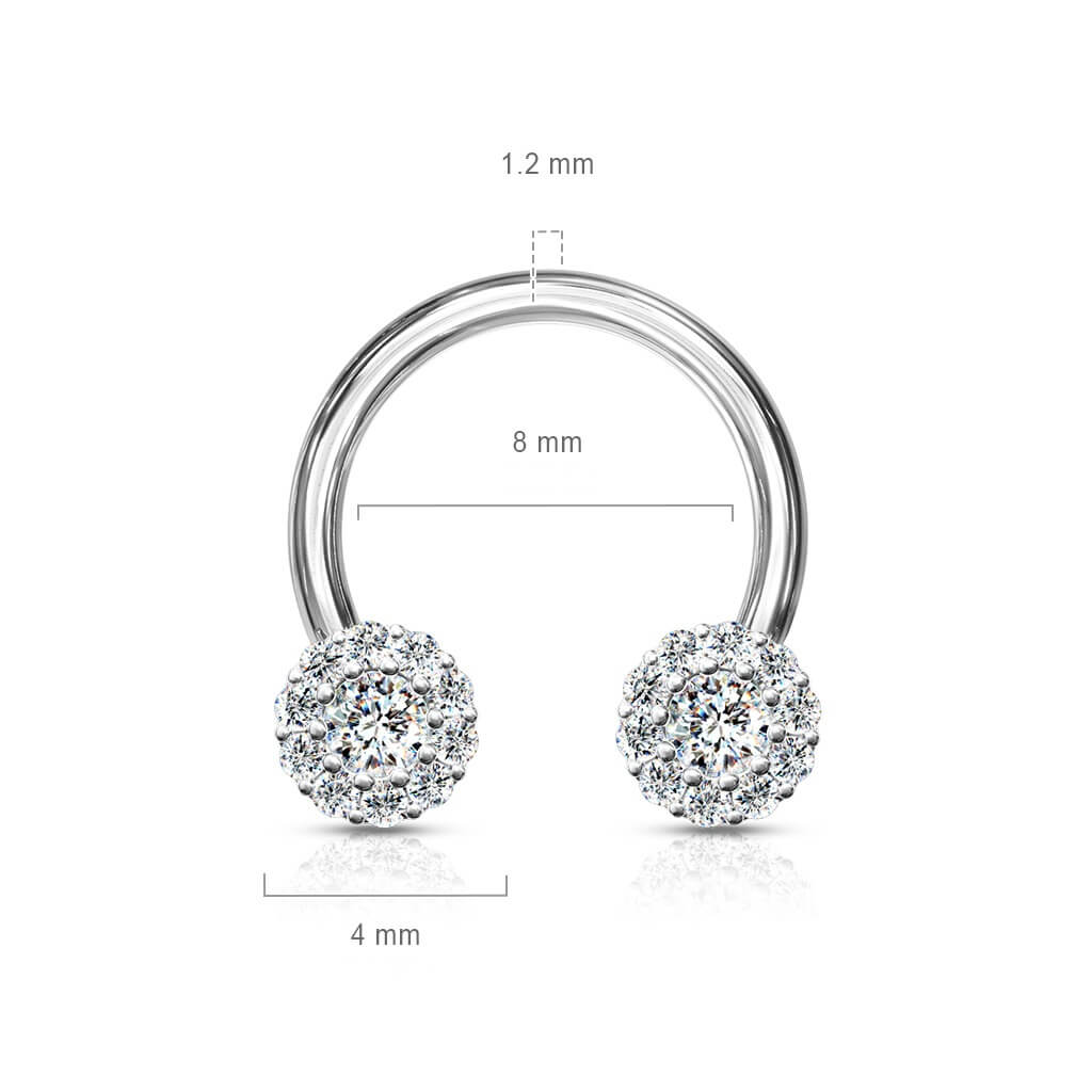 Hufeisen Piercing Kugel Zirkonia Silber - Image 8