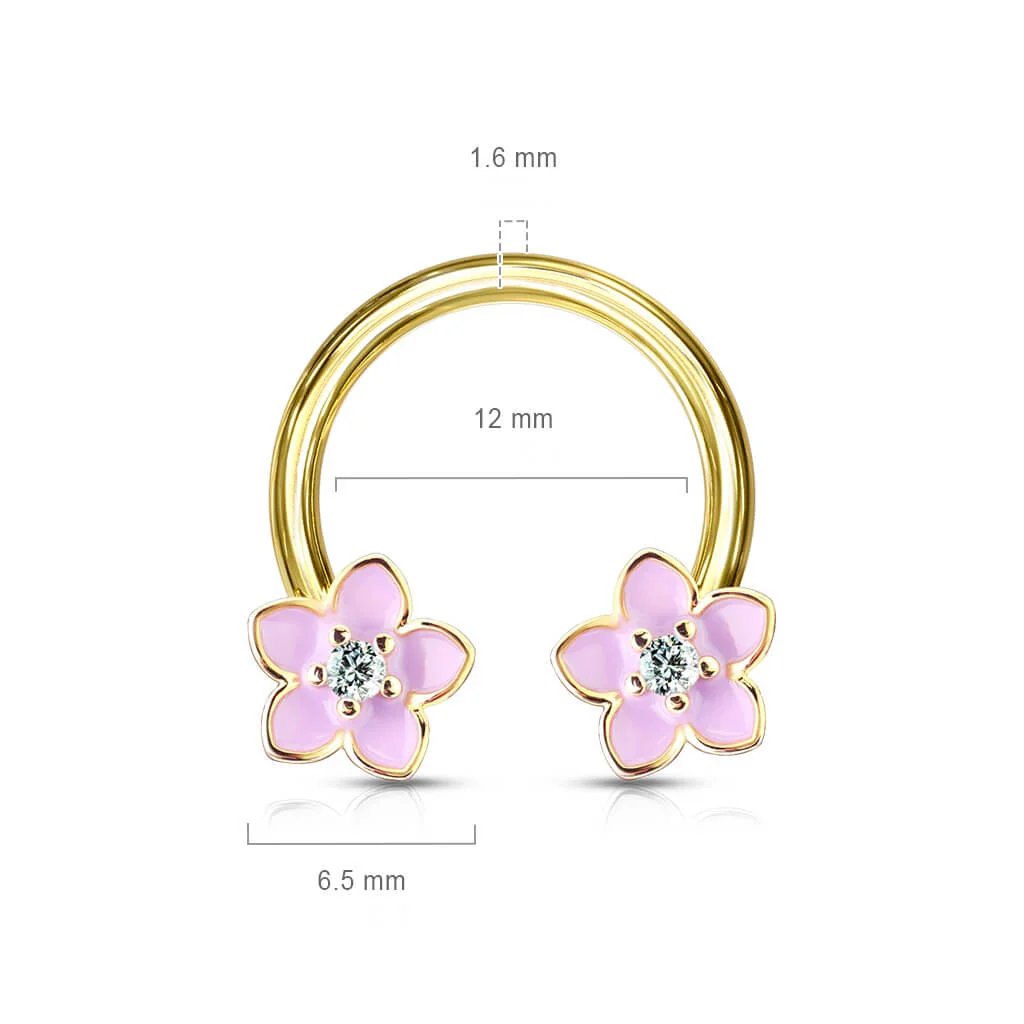Hufeisen Piercing Blume Zirkonia Gold - Image 4