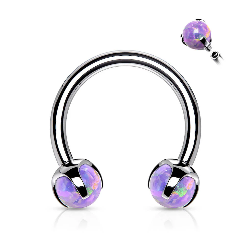 Hufeisen Piercing Kugel Opal Innengewinde - Image 10