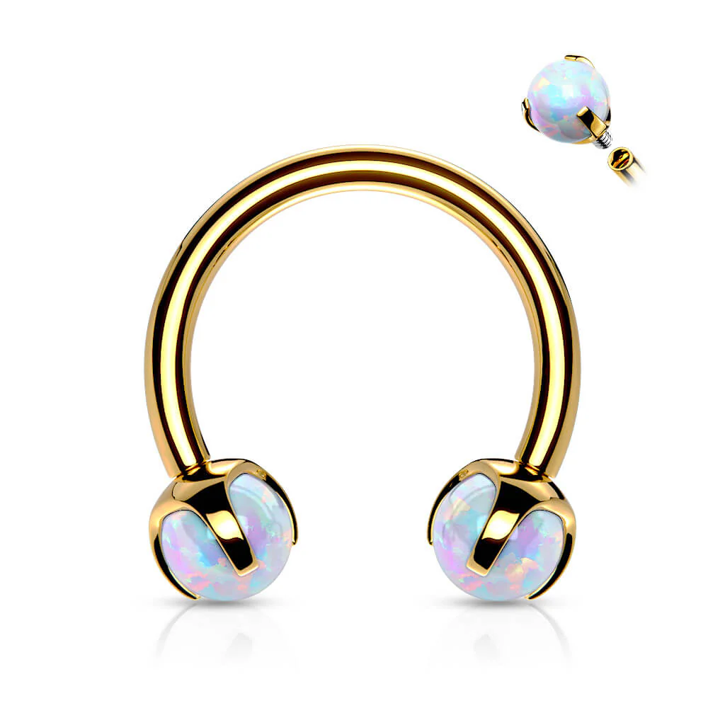 Hufeisen Piercing Kugel Opal Innengewinde - Image 2