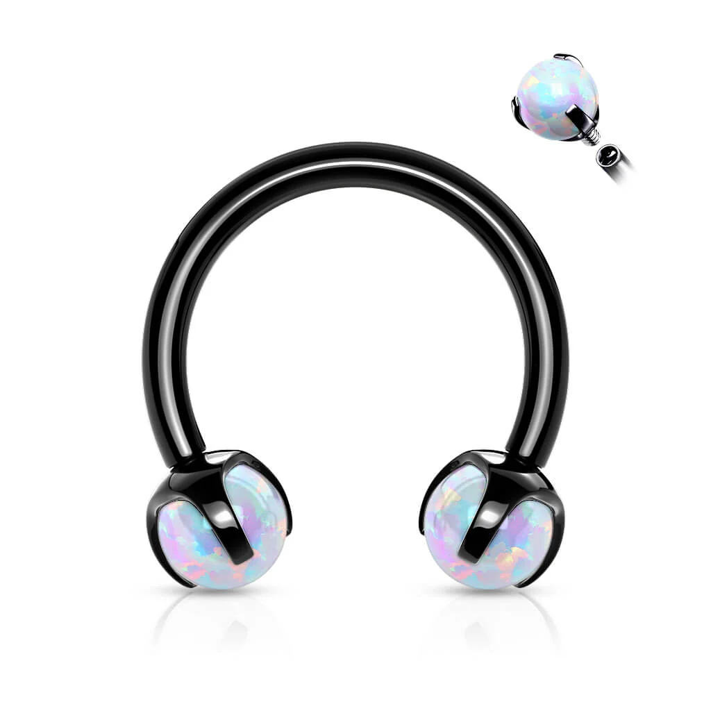 Hufeisen Piercing Kugel Opal Innengewinde - Image 3