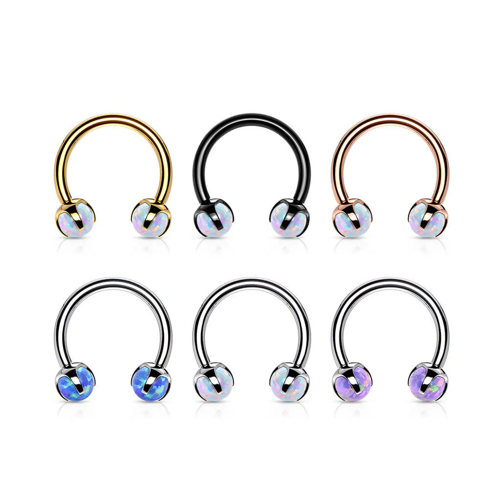 Hufeisen Piercing Kugel Opal Innengewinde - Image 4
