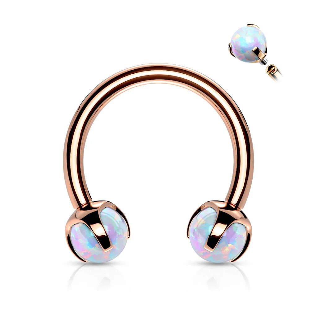 Hufeisen Piercing Kugel Opal Innengewinde - Image 5