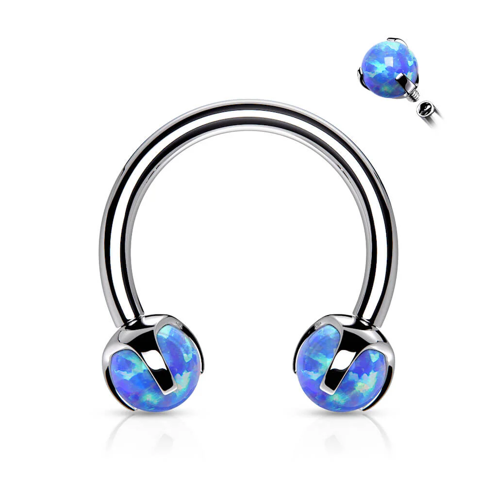 Hufeisen Piercing Kugel Opal Innengewinde - Image 7
