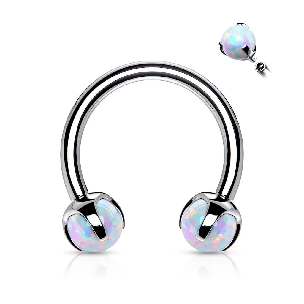 Hufeisen Piercing Kugel Opal Innengewinde - Image 9