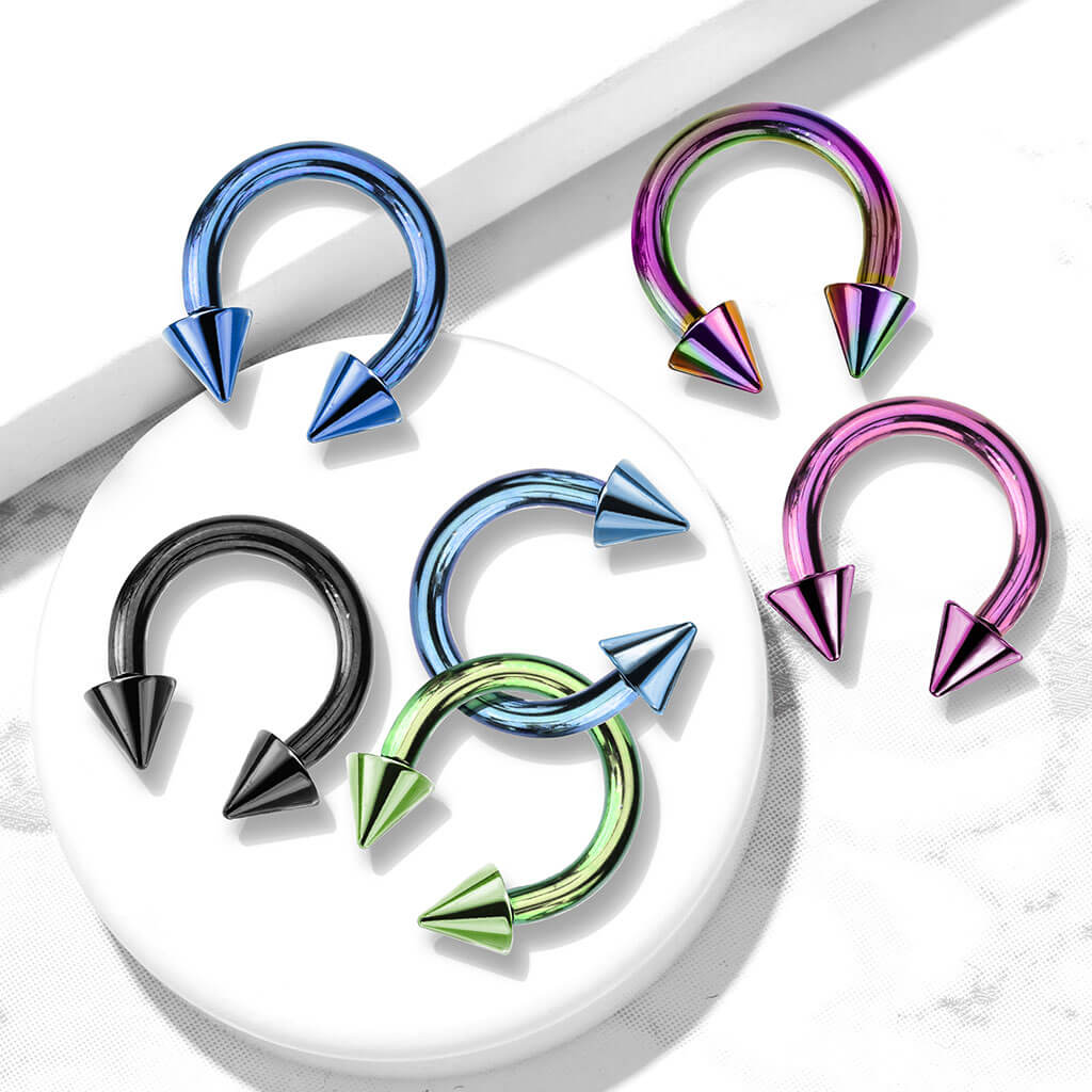 Hufeisen Piercing Regenbogen Stachel Titan PVD - Image 5