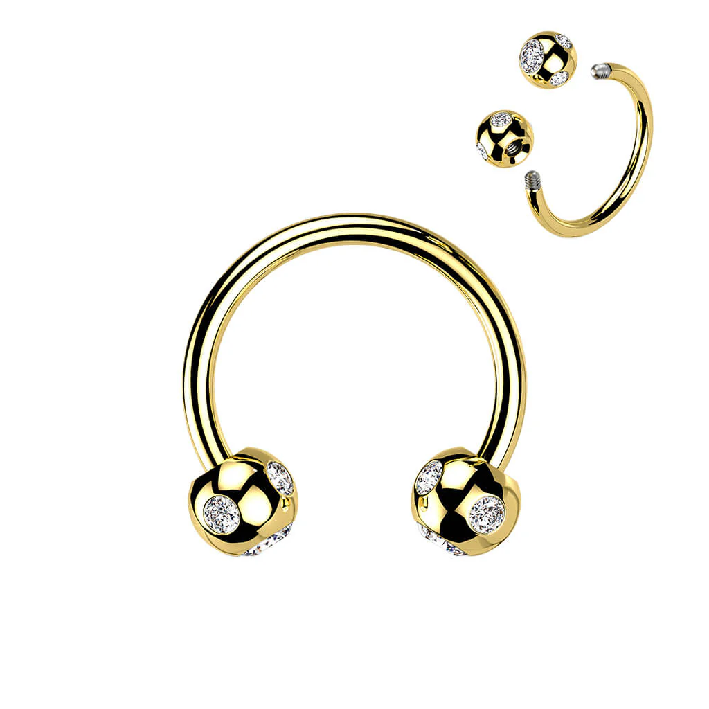 Hufeisen Piercing 5 Zirkonia Titan PVD - Image 2
