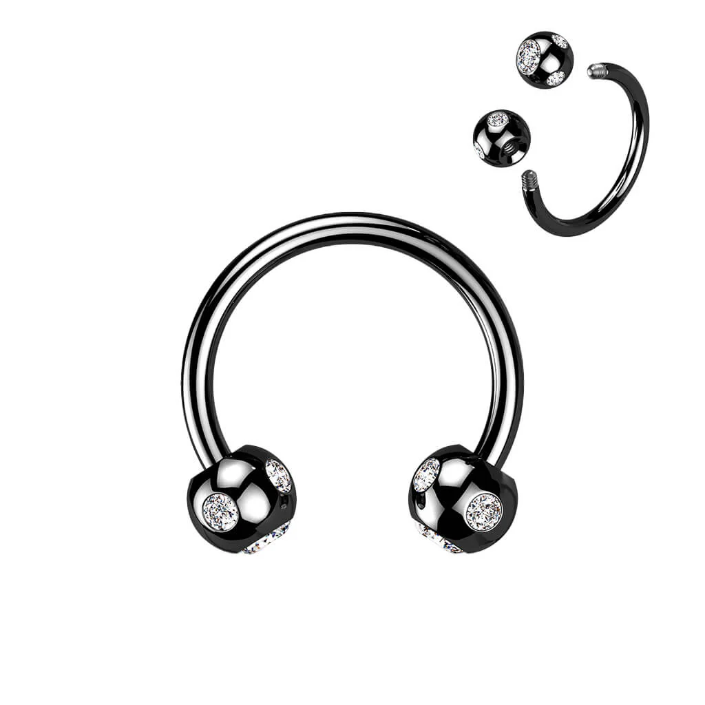 Hufeisen Piercing 5 Zirkonia Titan PVD - Image 3