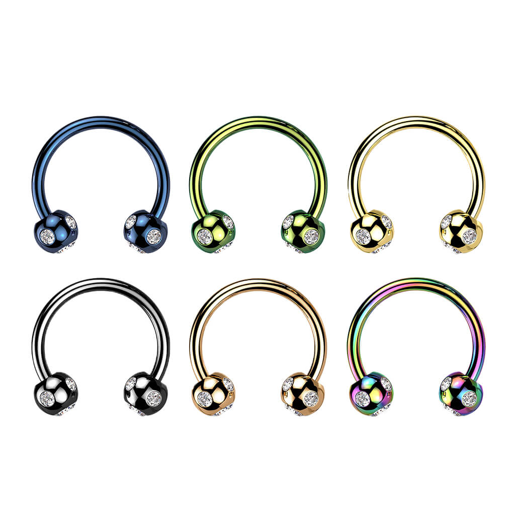 Hufeisen Piercing 5 Zirkonia Titan PVD - Image 4