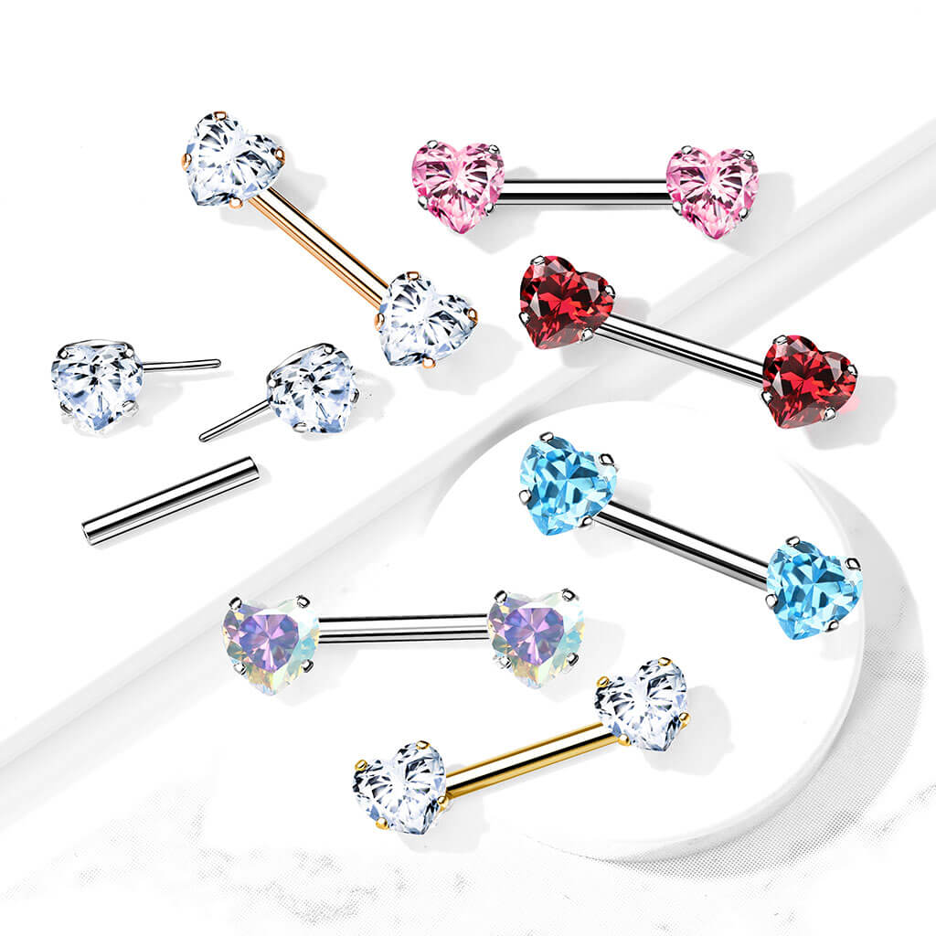 Nippelpiercing Herz Zirkonia Push-In - Image 7