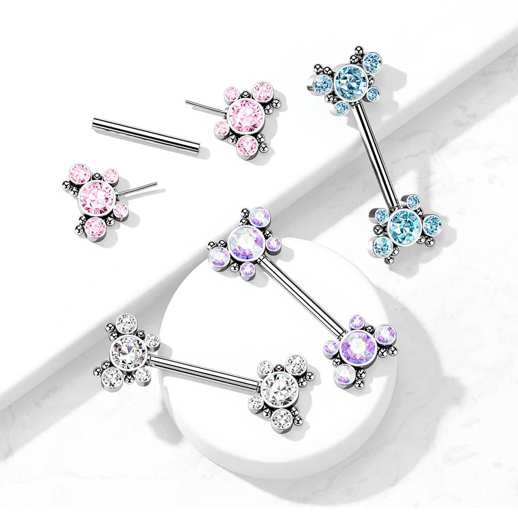 Nippelpiercing Schmetterlinge Zirkonia Silber Push-In - Image 7