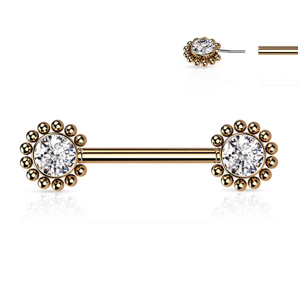 Nippelpiercing Blume Zirkonia Push-In - Image 12