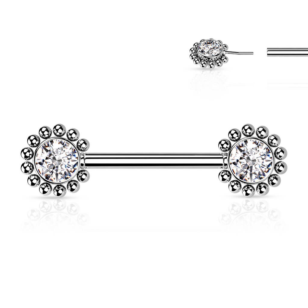 Nippelpiercing Blume Zirkonia Push-In - Image 2