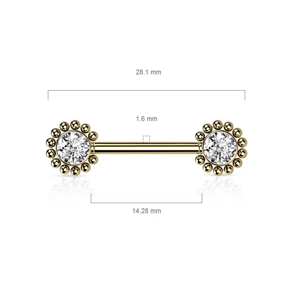 Nippelpiercing Blume Zirkonia Push-In - Image 3