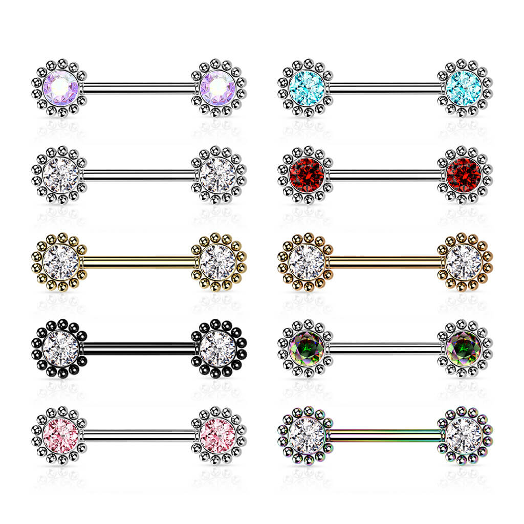 Nippelpiercing Blume Zirkonia Push-In - Image 5