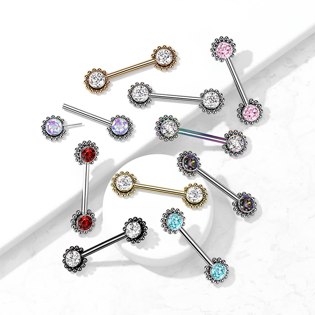 Nippelpiercing Blume Zirkonia Push-In - Image 7