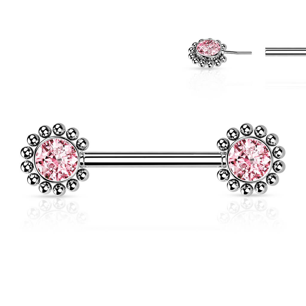 Nippelpiercing Blume Zirkonia Push-In - Image 9