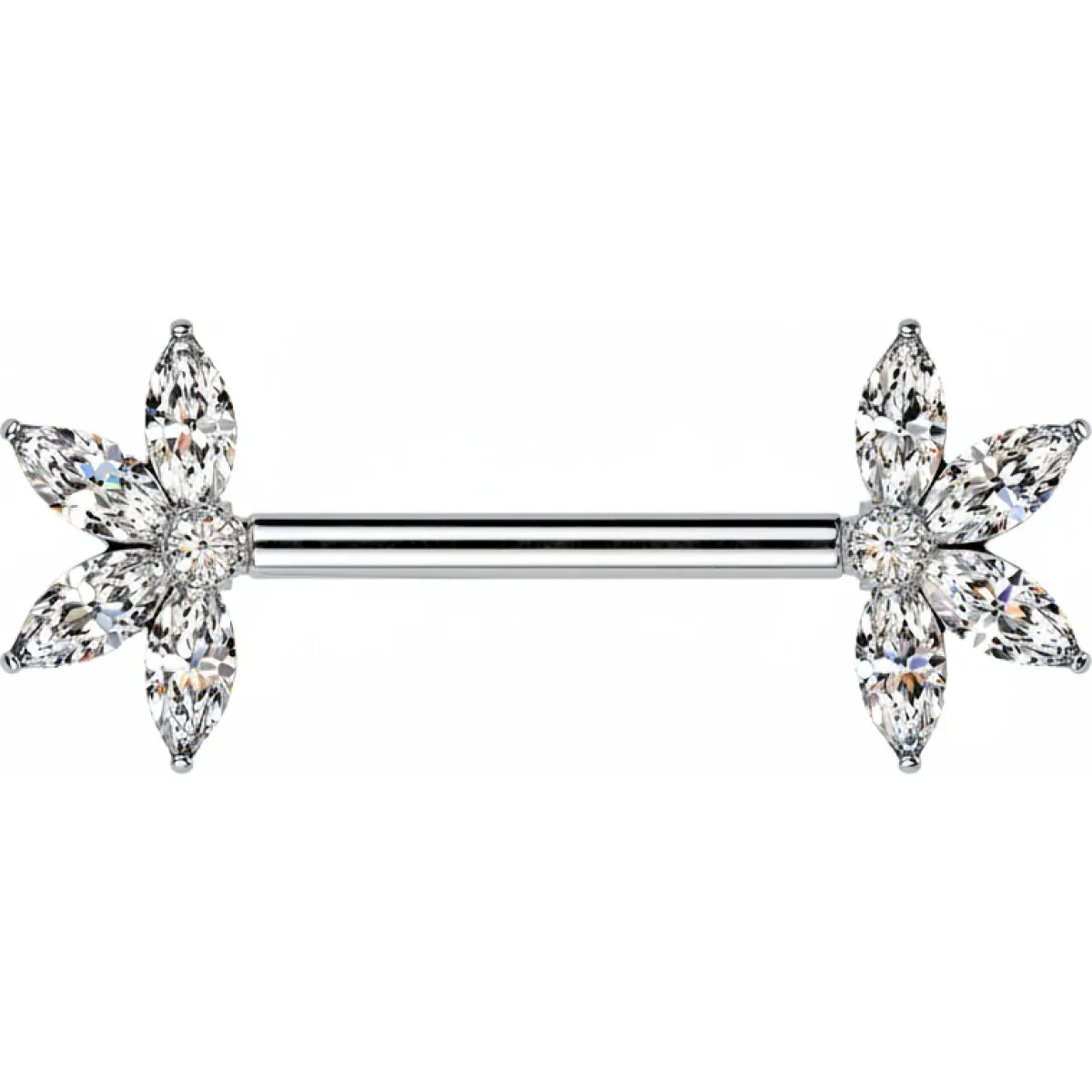 Nippelpiercing Zirkonia Blume Marquise Schliff Push-In