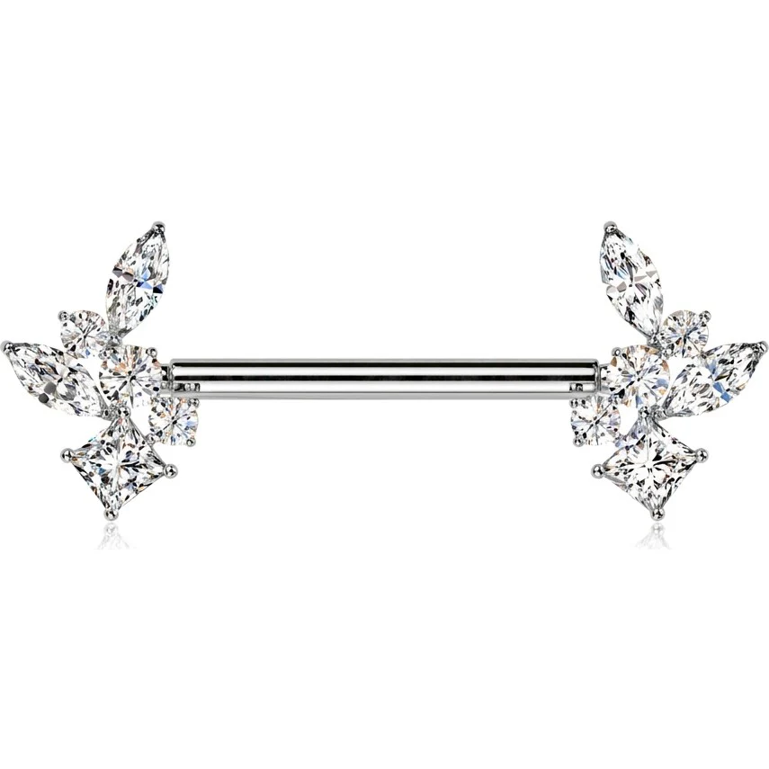 Nippelpiercing Zirkonia Quadrat Marquise Schliff Push-In