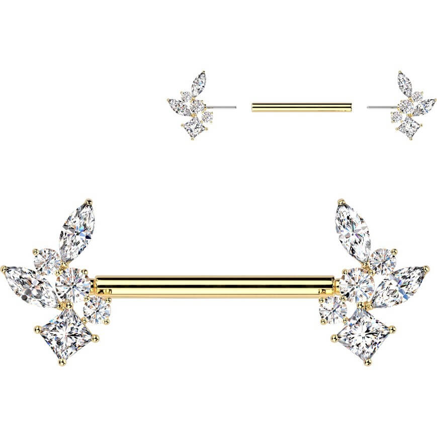 Nippelpiercing Zirkonia Quadrat Marquise Schliff Push-In - Image 3