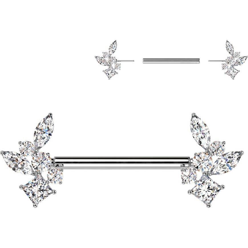 Nippelpiercing Zirkonia Quadrat Marquise Schliff Push-In - Image 4