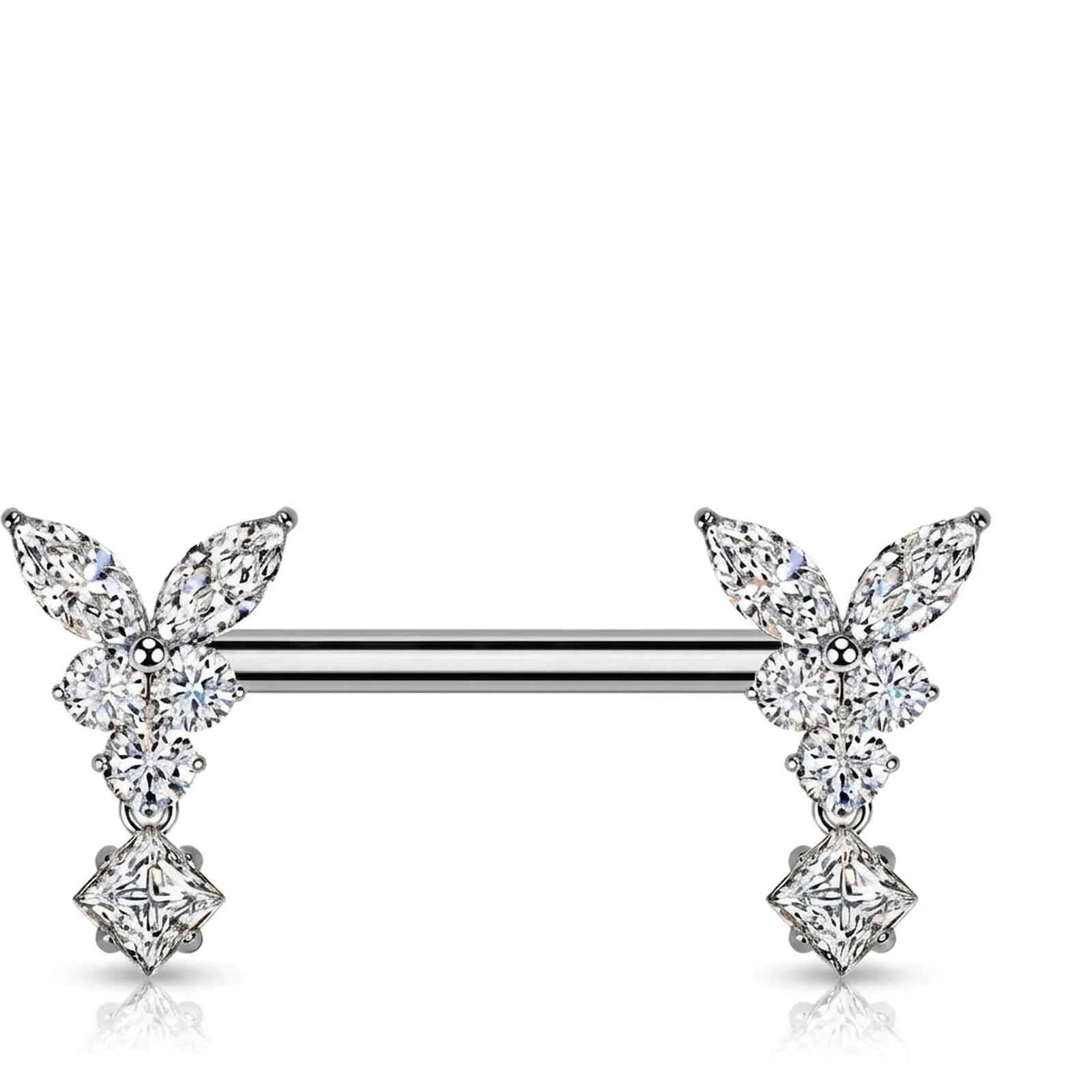 Nippelpiercing Schmetterling Zirkonia Beweglich Push-In