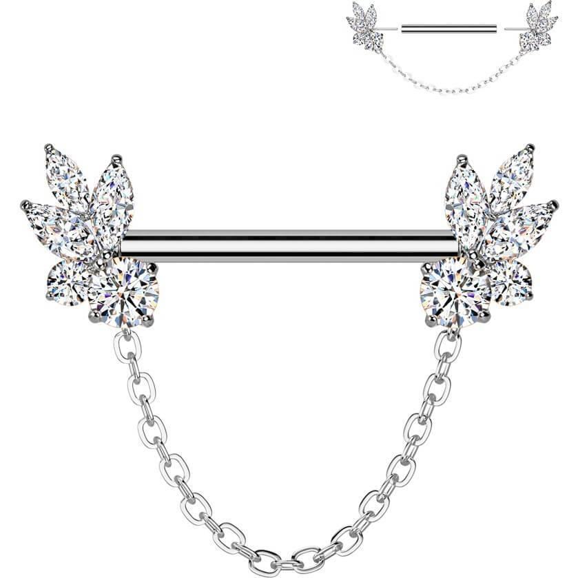 Nippelpiercing Zirkonia Kette Beweglich Push-In - Image 4