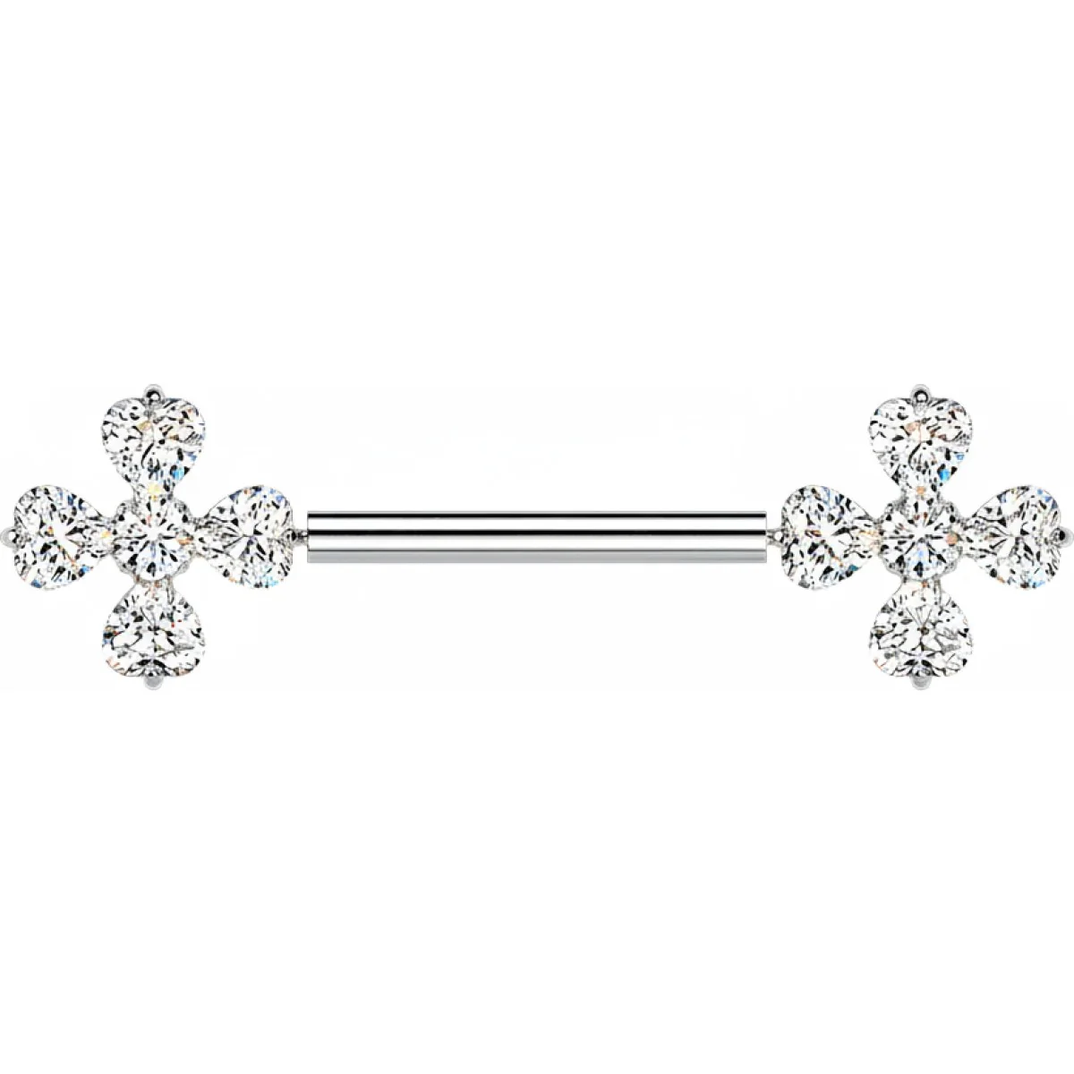 Nippelpiercing Zirkonia keltisches 4-blättriges Kleeblatt Push-In
