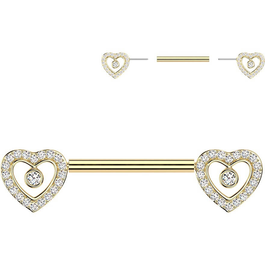 Nippelpiercing Pave Zirkonia Herz mit Zirkonia Mitte Push-In - Image 3