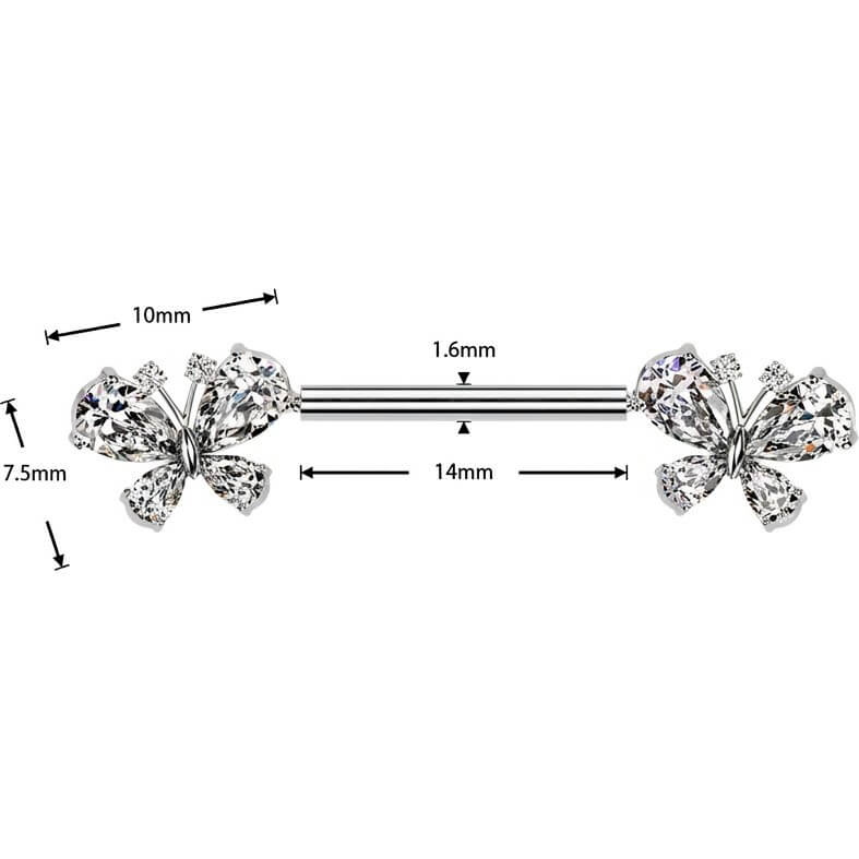 Nippelpiercing Pave Zirkonia Schmetterling Push-In - Image 2