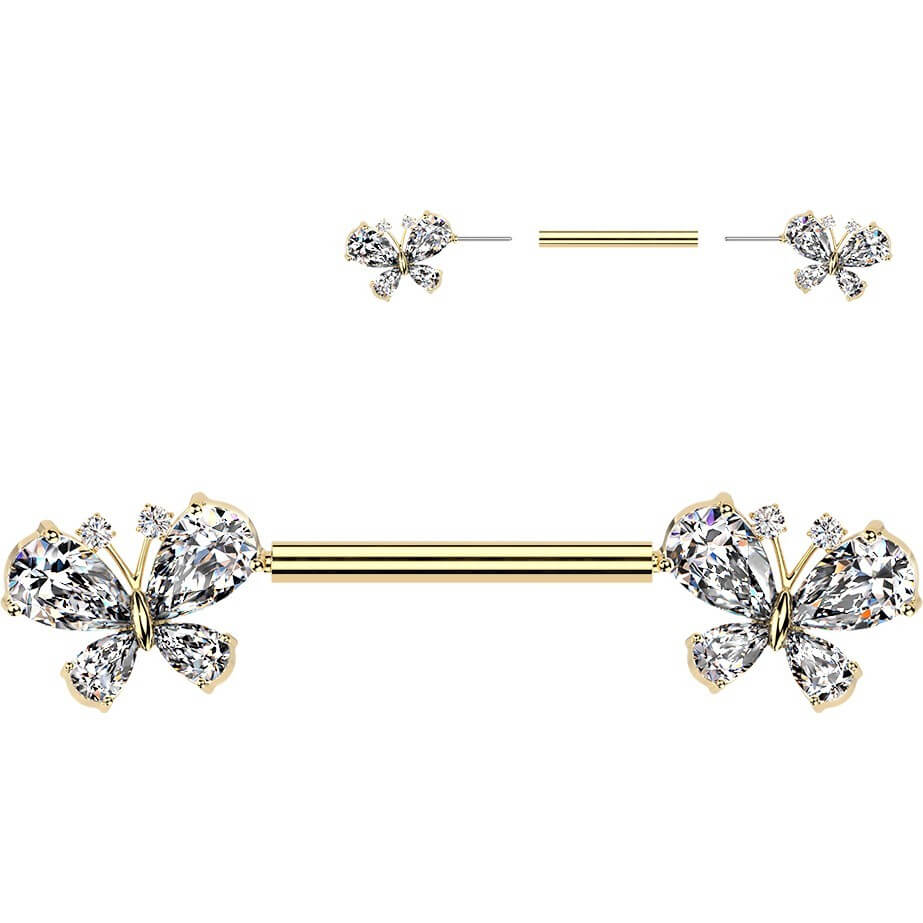 Nippelpiercing Pave Zirkonia Schmetterling Push-In - Image 3