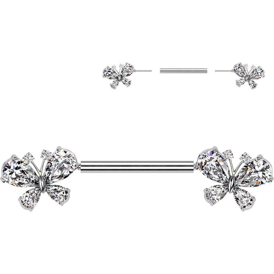 Nippelpiercing Pave Zirkonia Schmetterling Push-In - Image 4